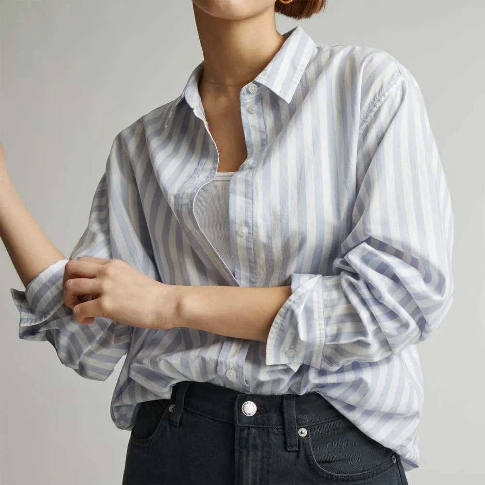 The Must-Have Shirt in Silky Cotton | Periwinkle / White (3)