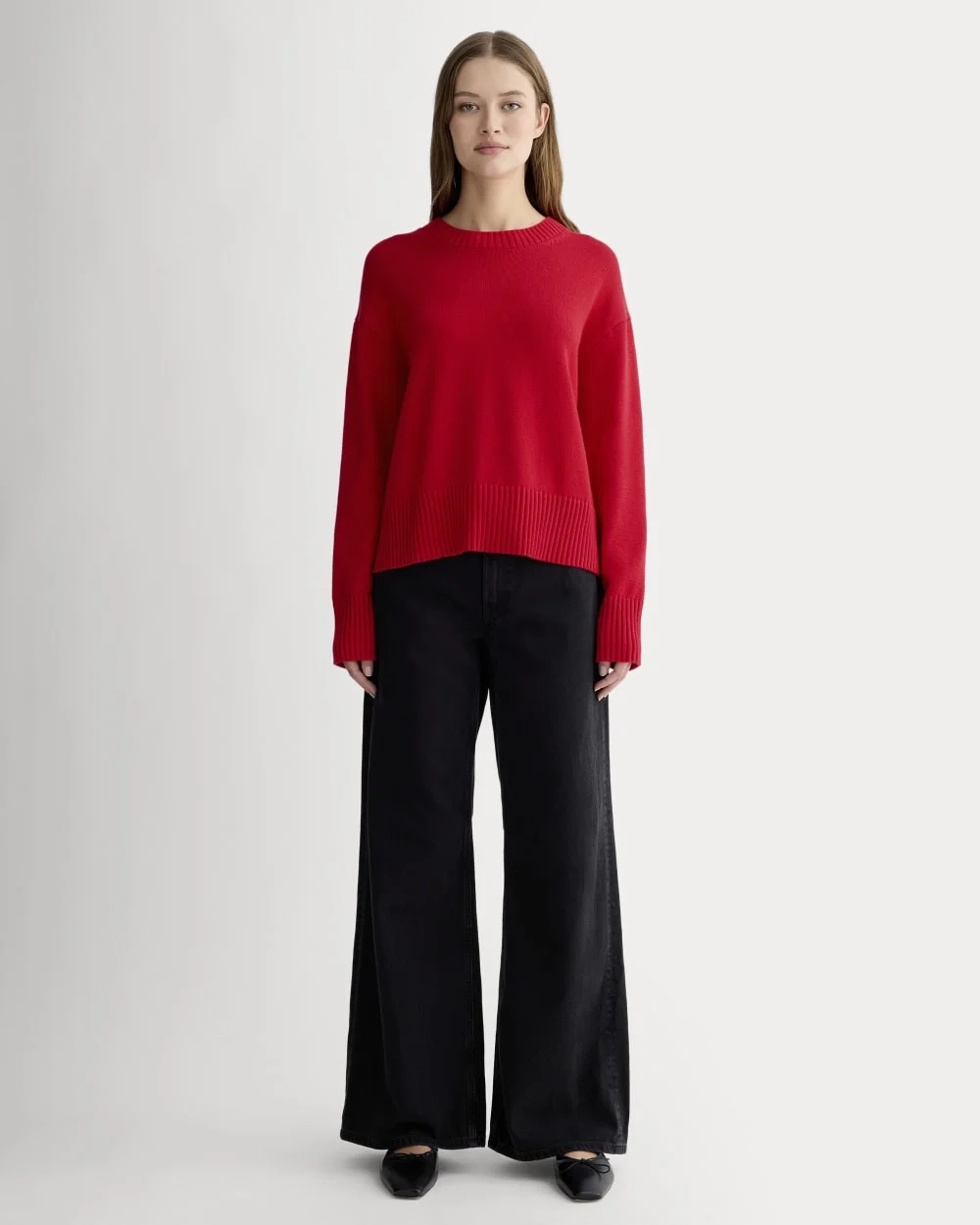 The Boxy Sweater in Everyday Cotton | Classic Red (2)