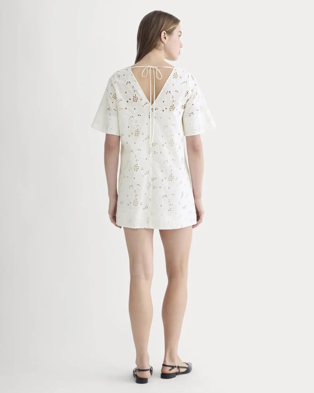 The Eyelet Mini Shift Dress | Bone (2)