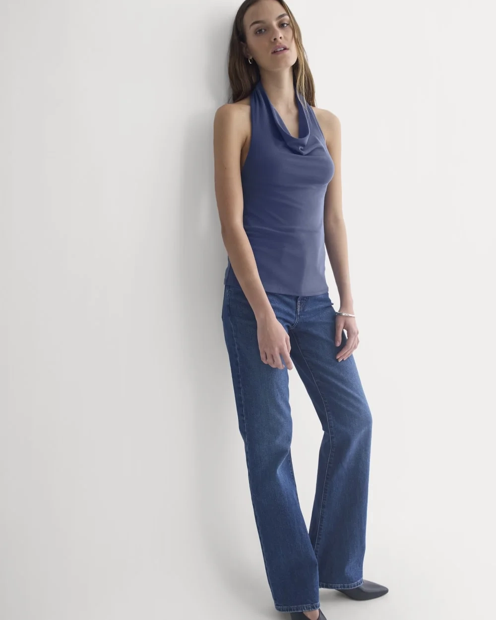 Halter Cowlneck Top in Butterknit | Washed Navy (2)