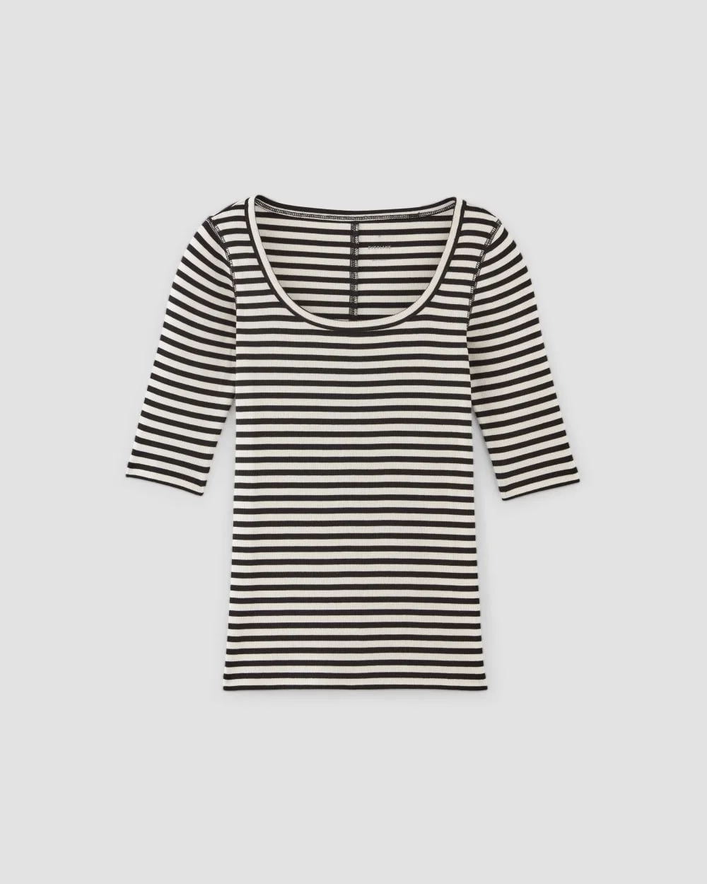 The Luxe Rib Scoop-Neck Tee | Bone / Black (2)