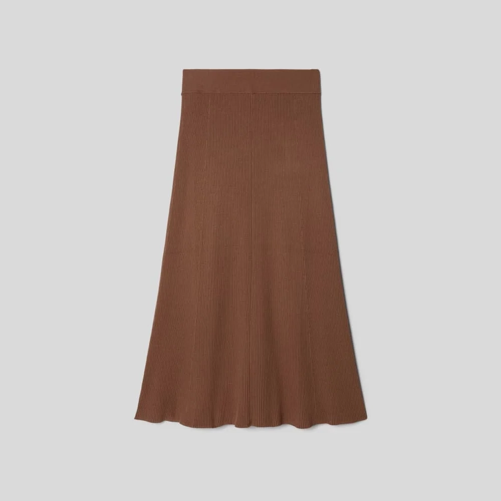 The Ribbed Knit Skirt | Cocoa Brown (2)