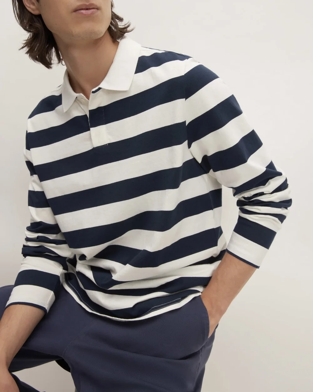 The Premium-Weight Rugby Shirt |  Navy / Bone (2)