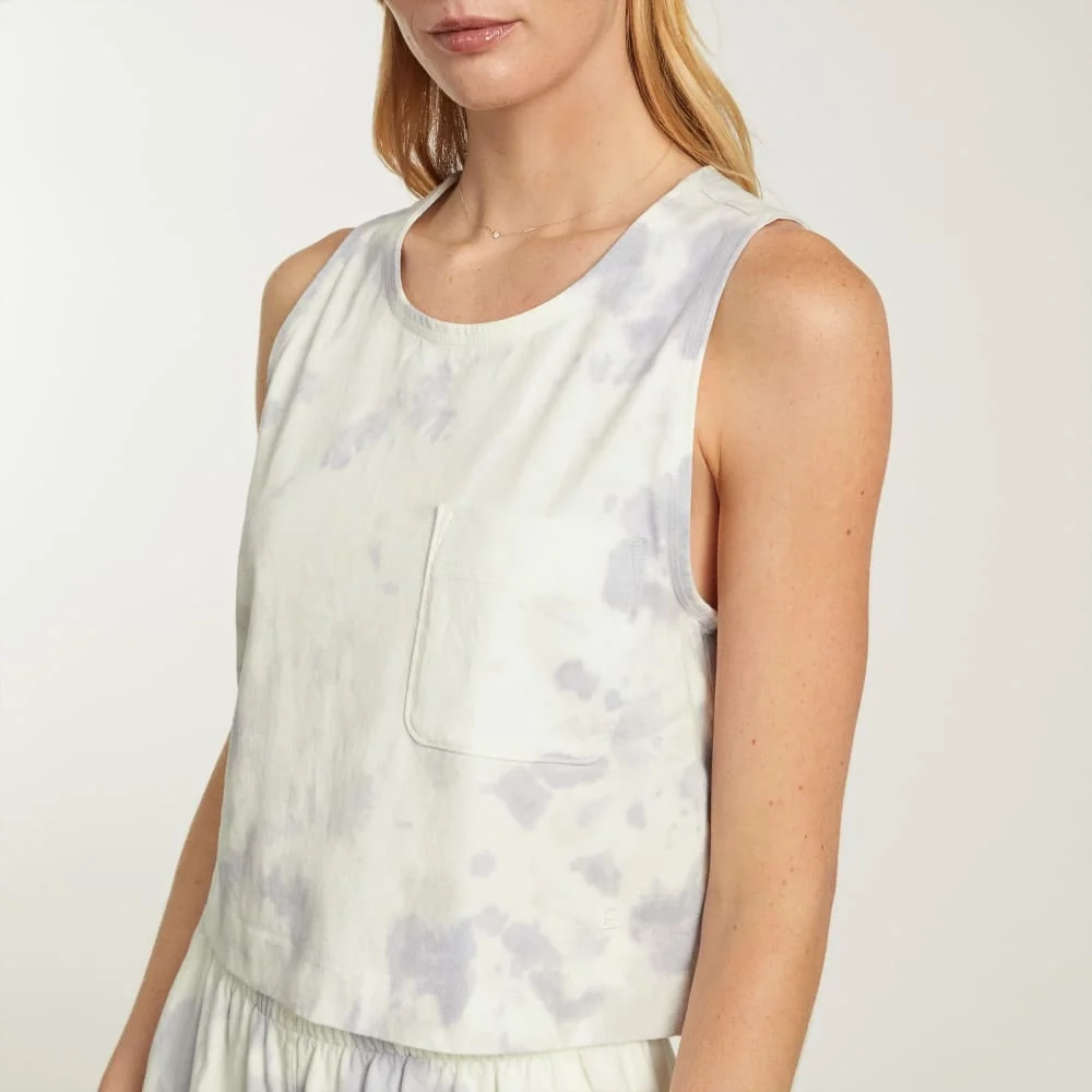 The Premium Weight Cropped Pocket Tank | Blue Slate Tie Dye (3)