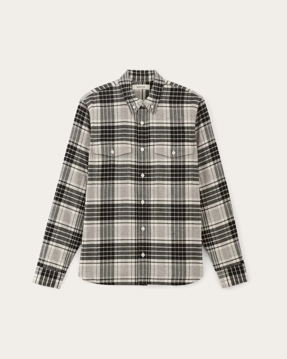 The Brushed Flannel Shirt | Light Heather Oat / Black (2)