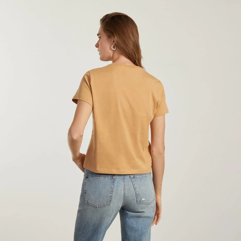 The Box-Cut Tee in Essential Cotton | Iced Coffee | Pocket (2)