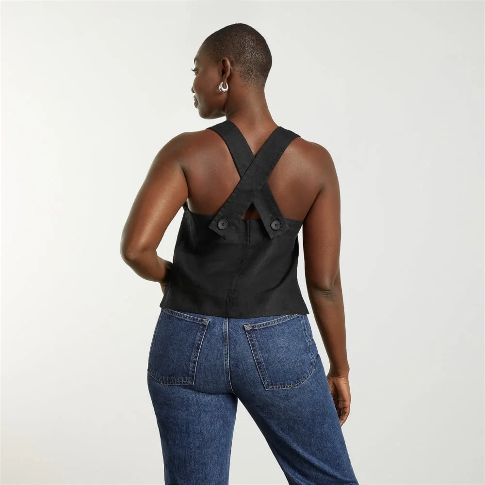 The Apron Linen Tank | Black (2)