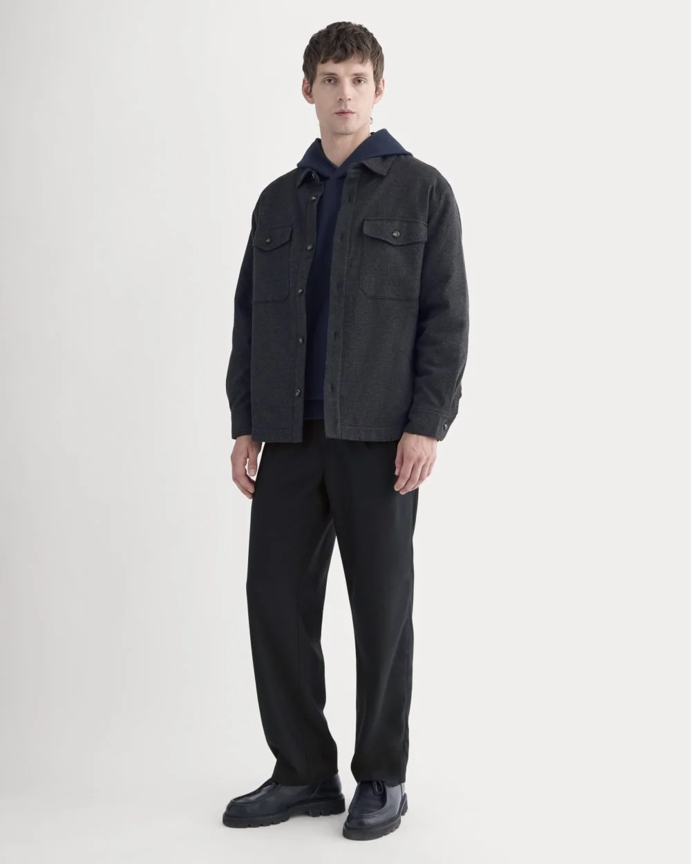 Heavyweight Waffle Twill Overshirt | Heather Charcoal (2)