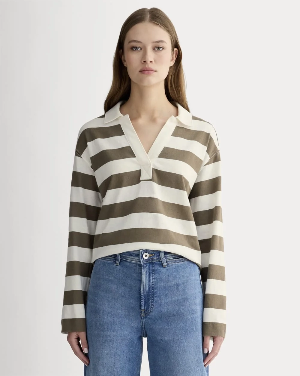 The Mariner Rugby Top | Deep Taupe / Bone
