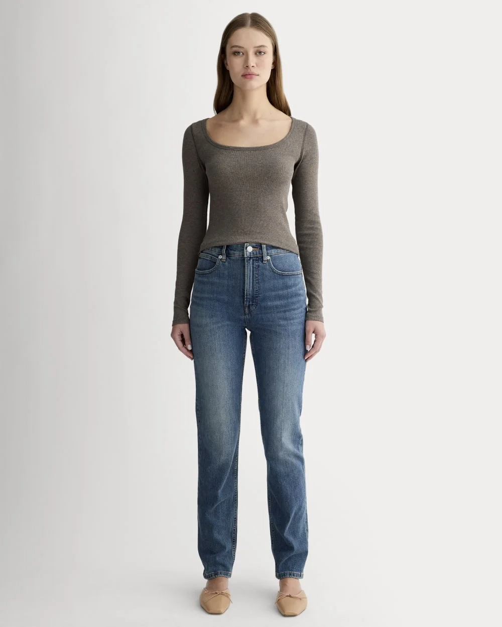 The Luxe Rib Long-Sleeve Scoop-Neck Tee | Heathered Fatigue (2)