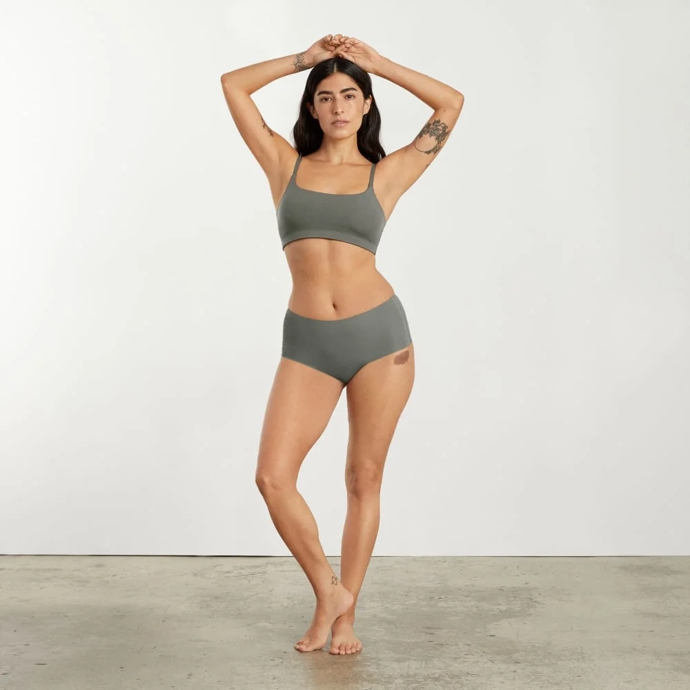 The Invisible Square-Neck Bralette | Pewter Green (2)