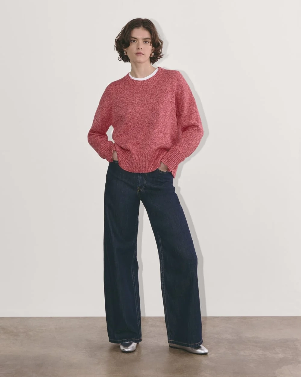 The Boxy Sweater in Everyday Cotton | Pink Peony / Classic Red (3)