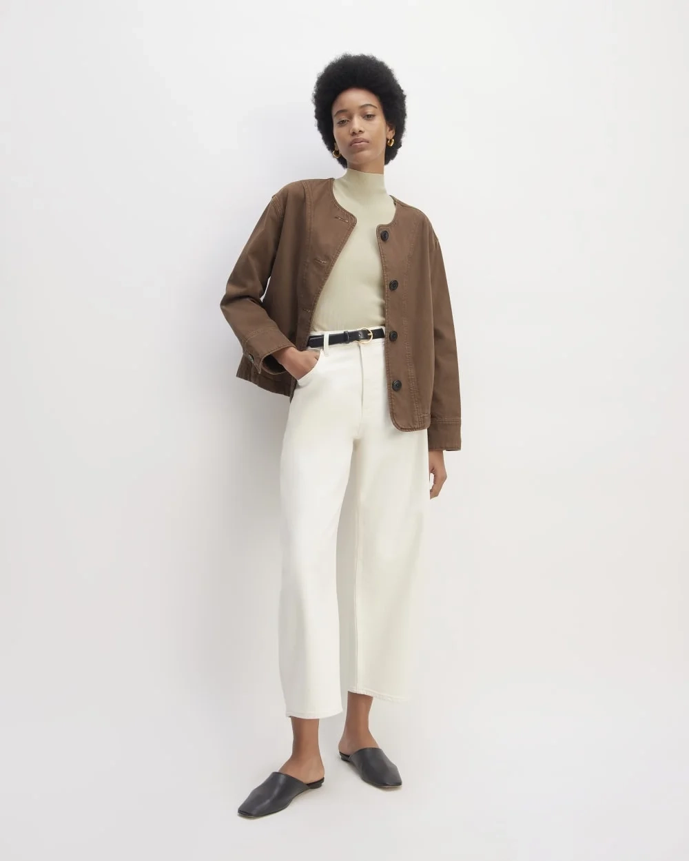 The Viscose Mock Neck Top | Beige (2)