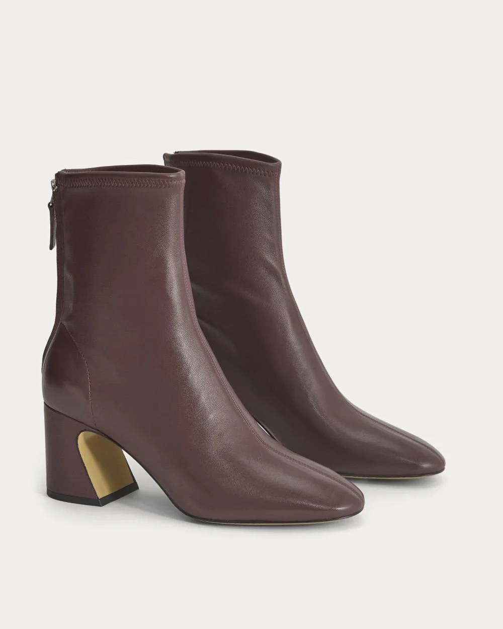 Leather Curved-Heel Boot | Burgundy (2)