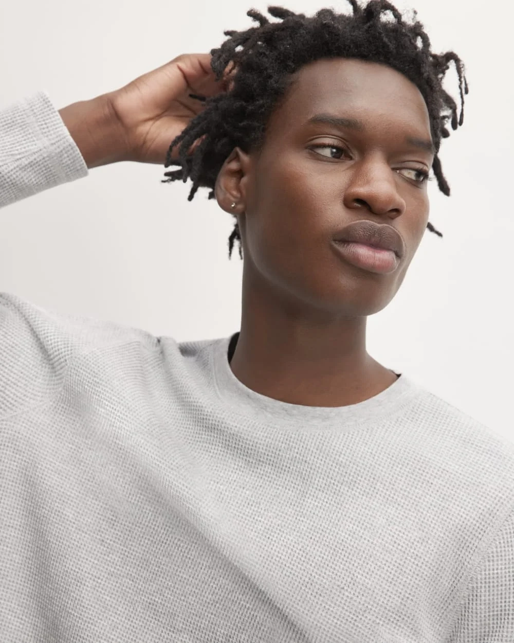 The Waffle Long-Sleeve Crew | Light Grey Donegal (2)