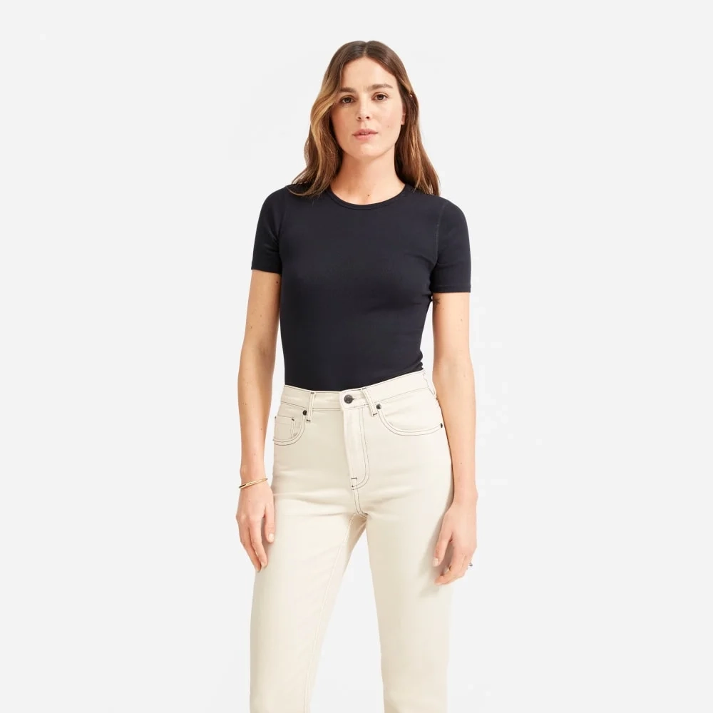 The Pima Micro-Rib Crew Tee | Black