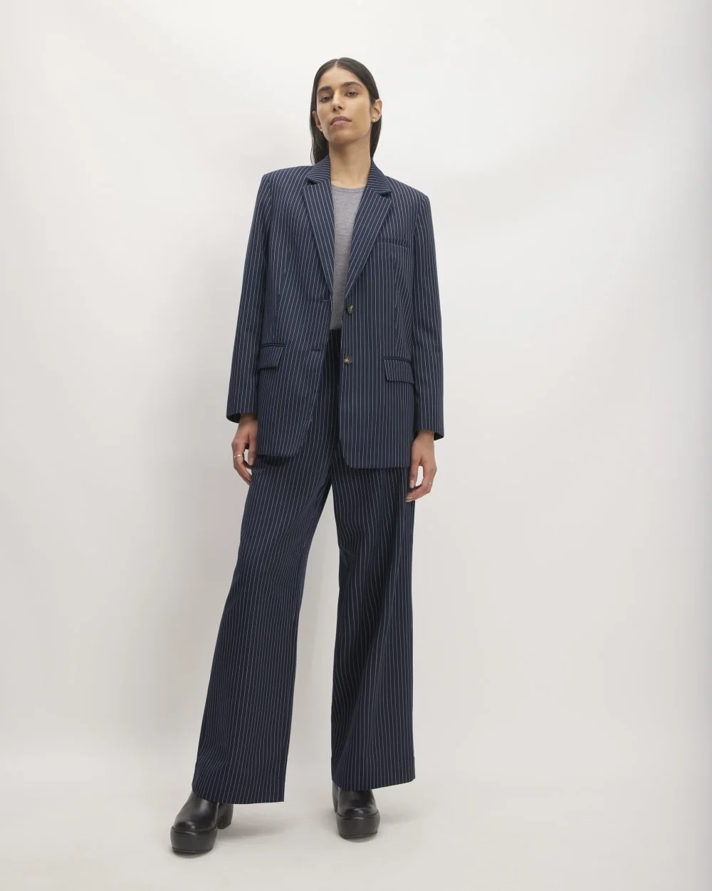 The Oversized Blazer in Buttersmooth | Navy / Bone (2)