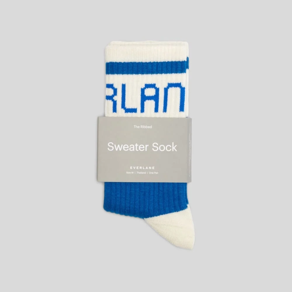 The Ribbed Sweater Sock | Lapis Blue / Canvas Tan (3)