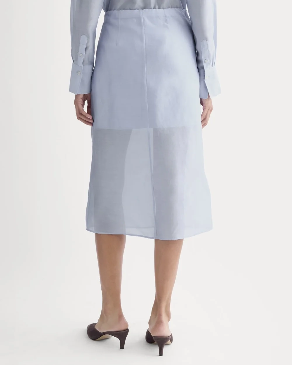 Midi Skirt in Cotton-Silk Organza | Kentucky Blue (2)