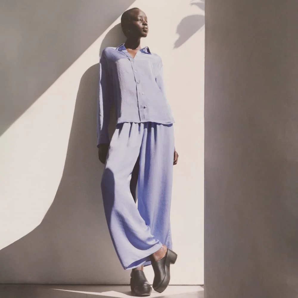 The Satin Pull-On Pant | Cornflower Blue (2)