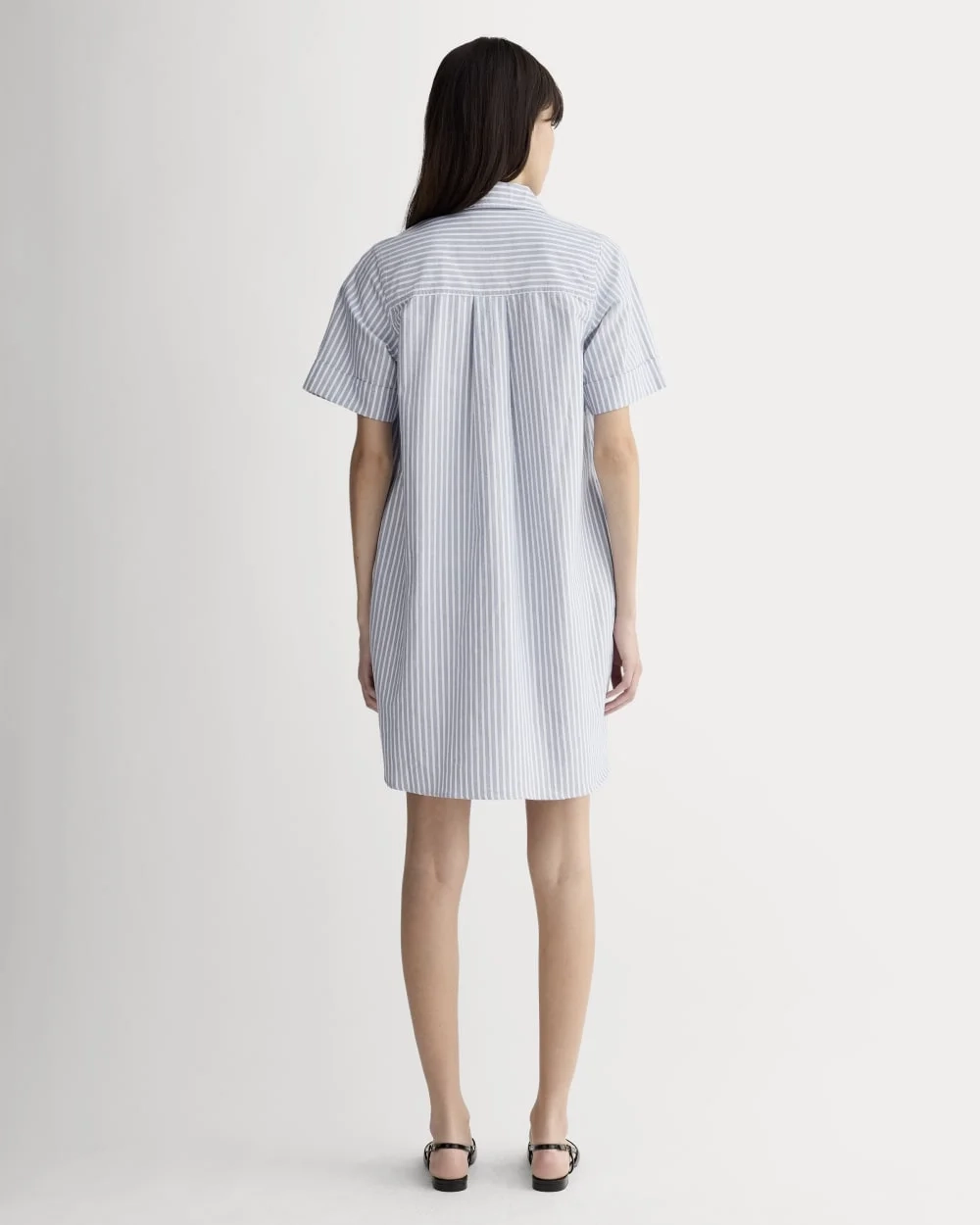 The Oxford Short-Sleeve Shirt Dress | Bone / Mazarine Blue (2)
