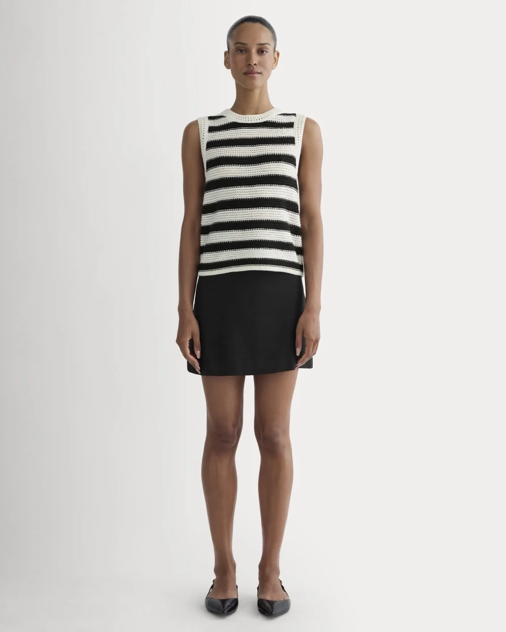 The Organic Cotton Open-Stitch Tank | Canvas / Black (2)