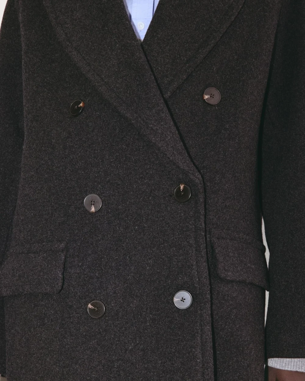 The Double-Breasted Coat in Wool | Heather Charcoal (2)