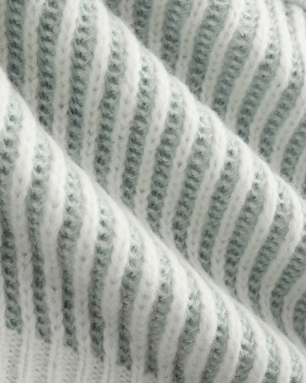 Funnel-Neck Ribbed Henley Sweater | Chalk Blue / Grey Mist Vertical Stripe (2)