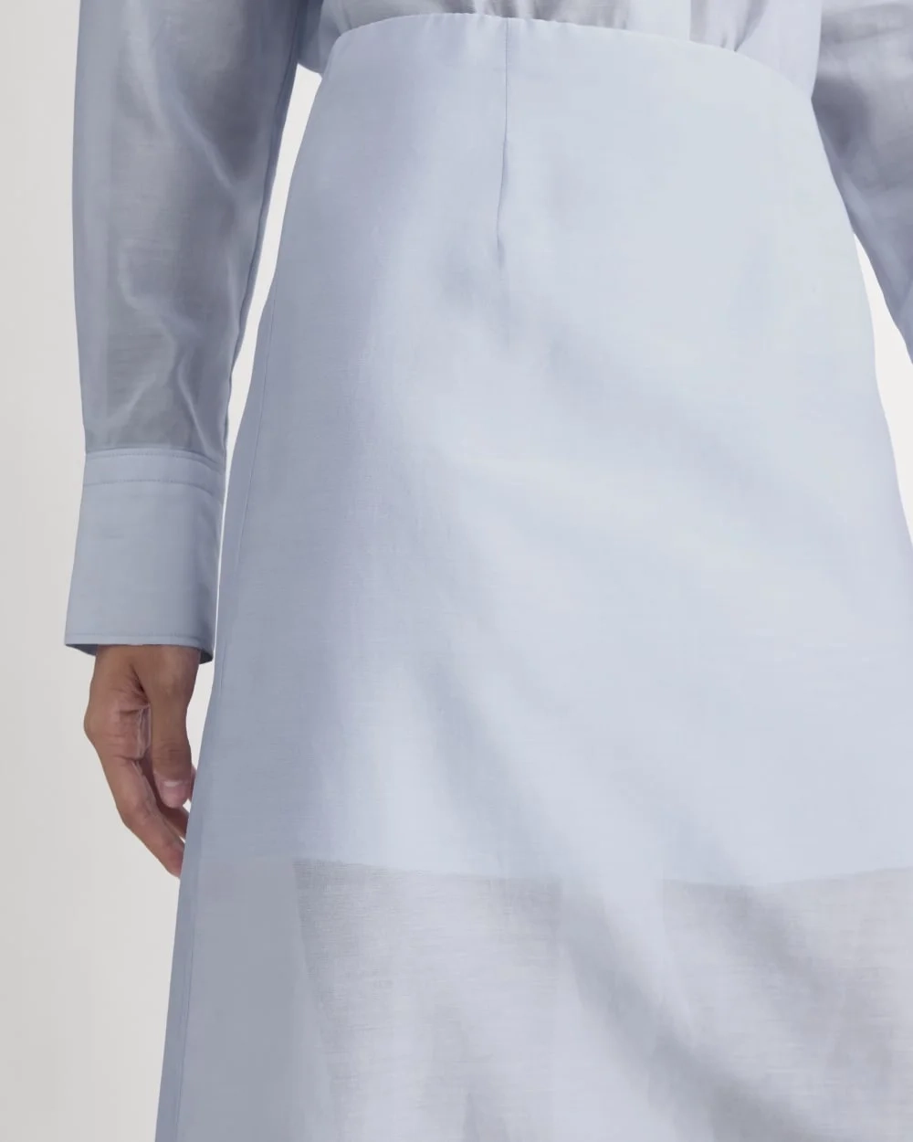 Midi Skirt in Cotton-Silk Organza | Kentucky Blue (3)