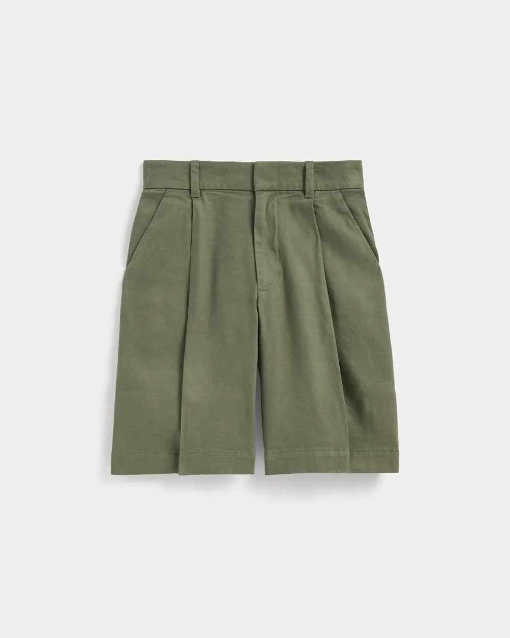 The Pleated Short in Stretch Linen | Lichen Green (2)