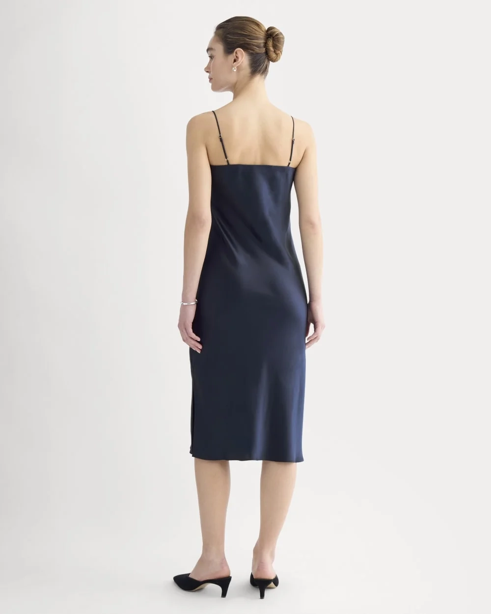 Slip Dress in Silk Charmeuse | Navy (2)