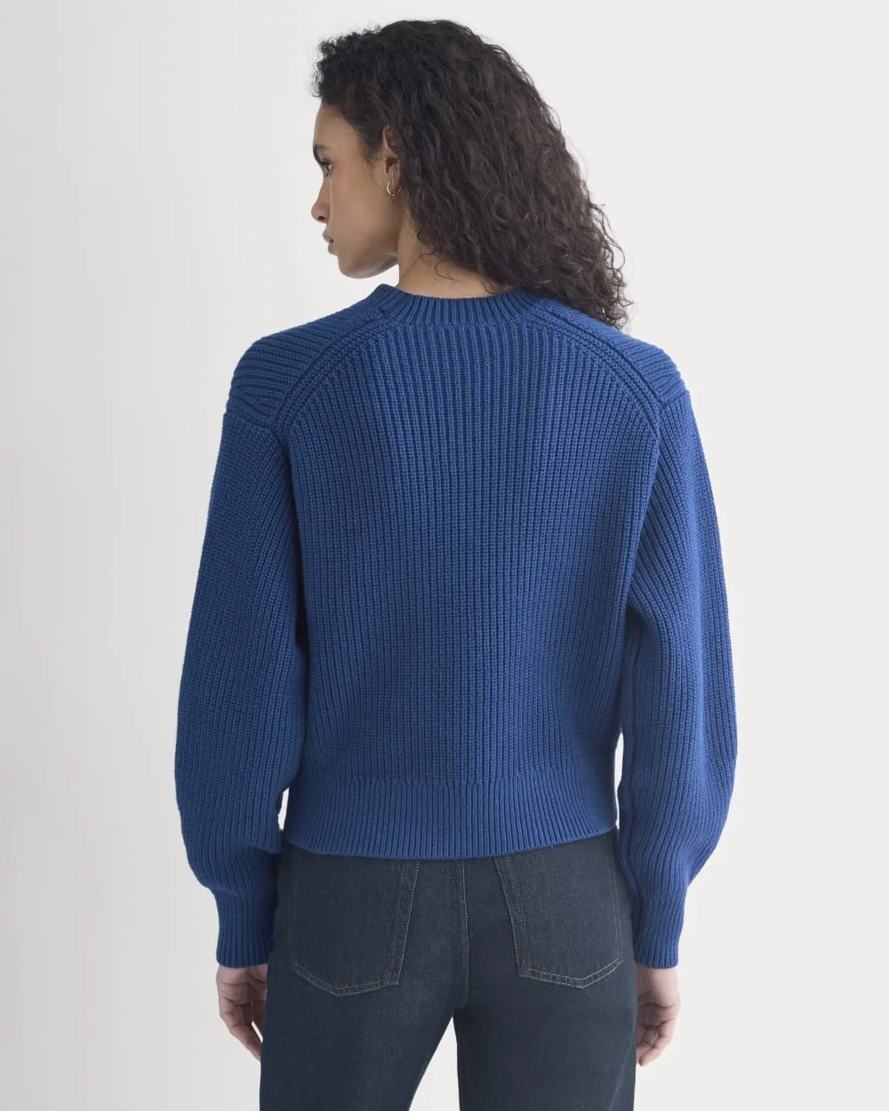 Cropped Ribbed Crew in Everyday Cotton | Estate Blue (2)