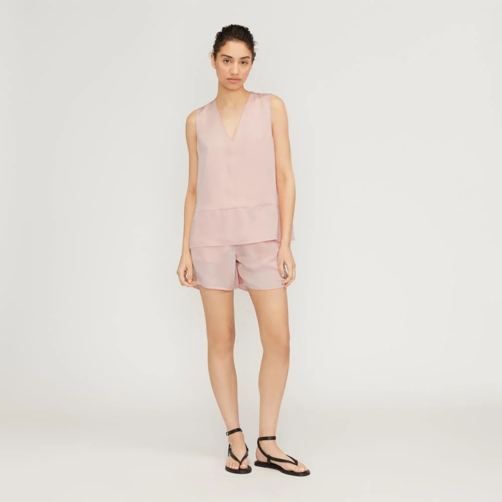 The Satin V-Neck Top | Petal Pink (2)