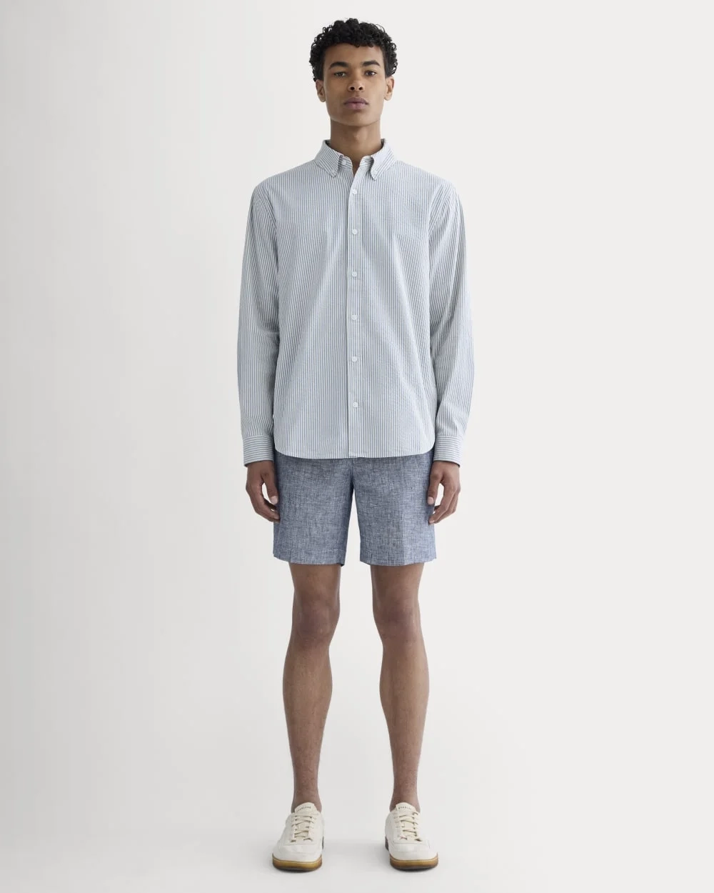 The Seersucker Long-Sleeve Shirt | Dutch Blue / Natural (2)