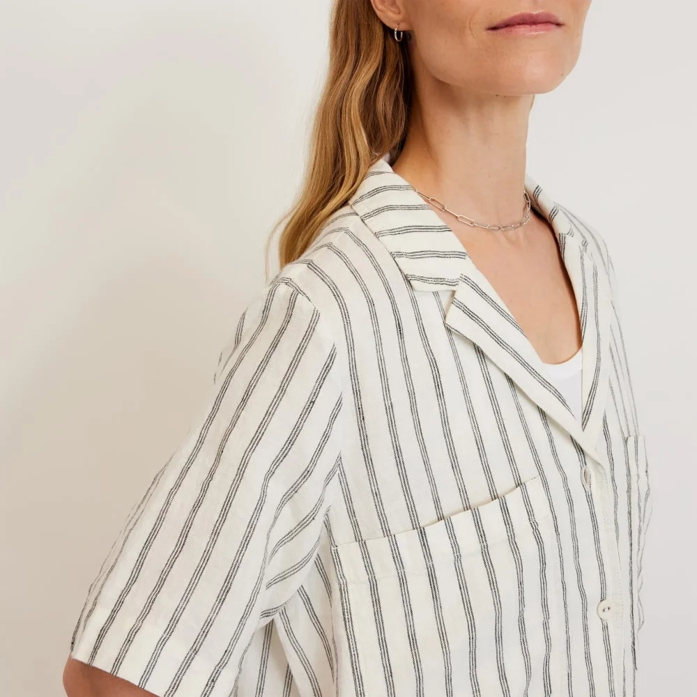 The Linen Workwear Dress | Black / Canvas Tan (2)