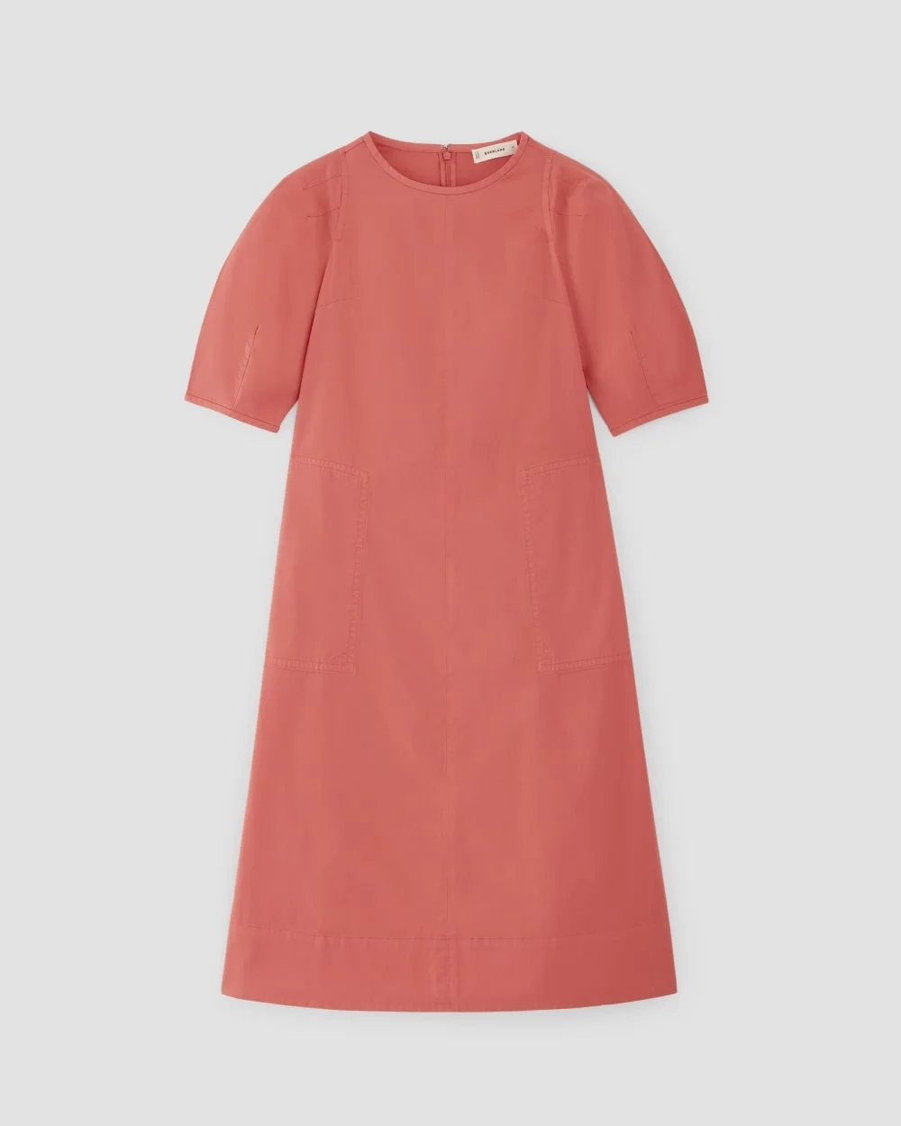 The Short-Sleeve Puff Midi Dress | Coral (2)