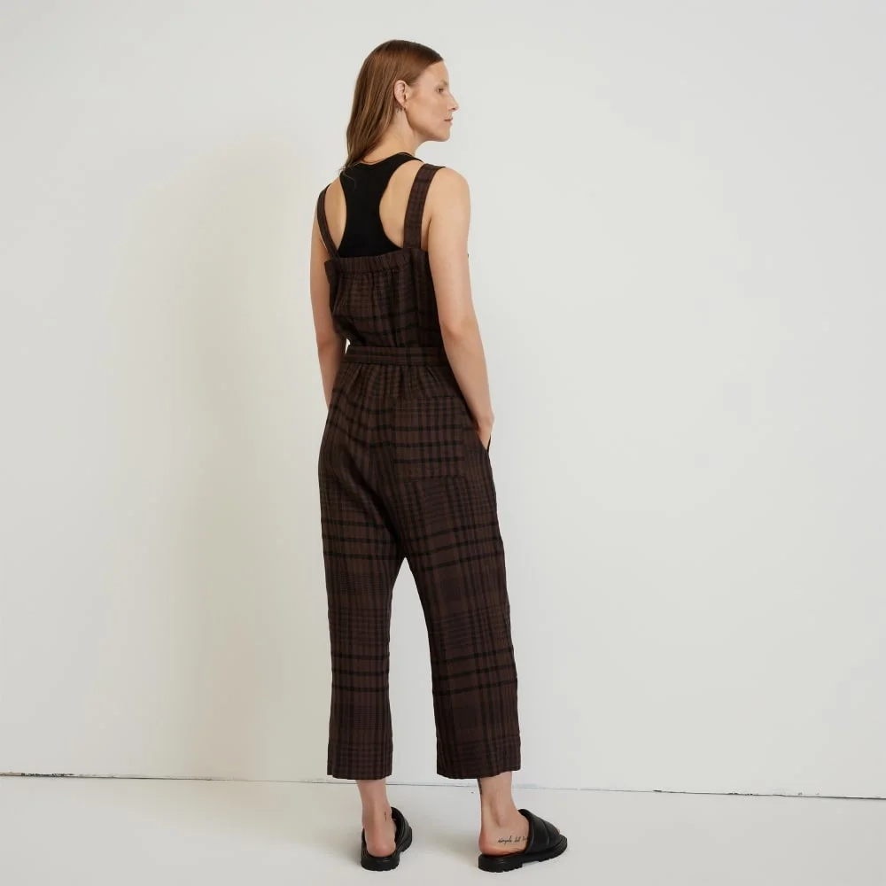 The Linen Jumpsuit | Chocolate Brown / Black (2)