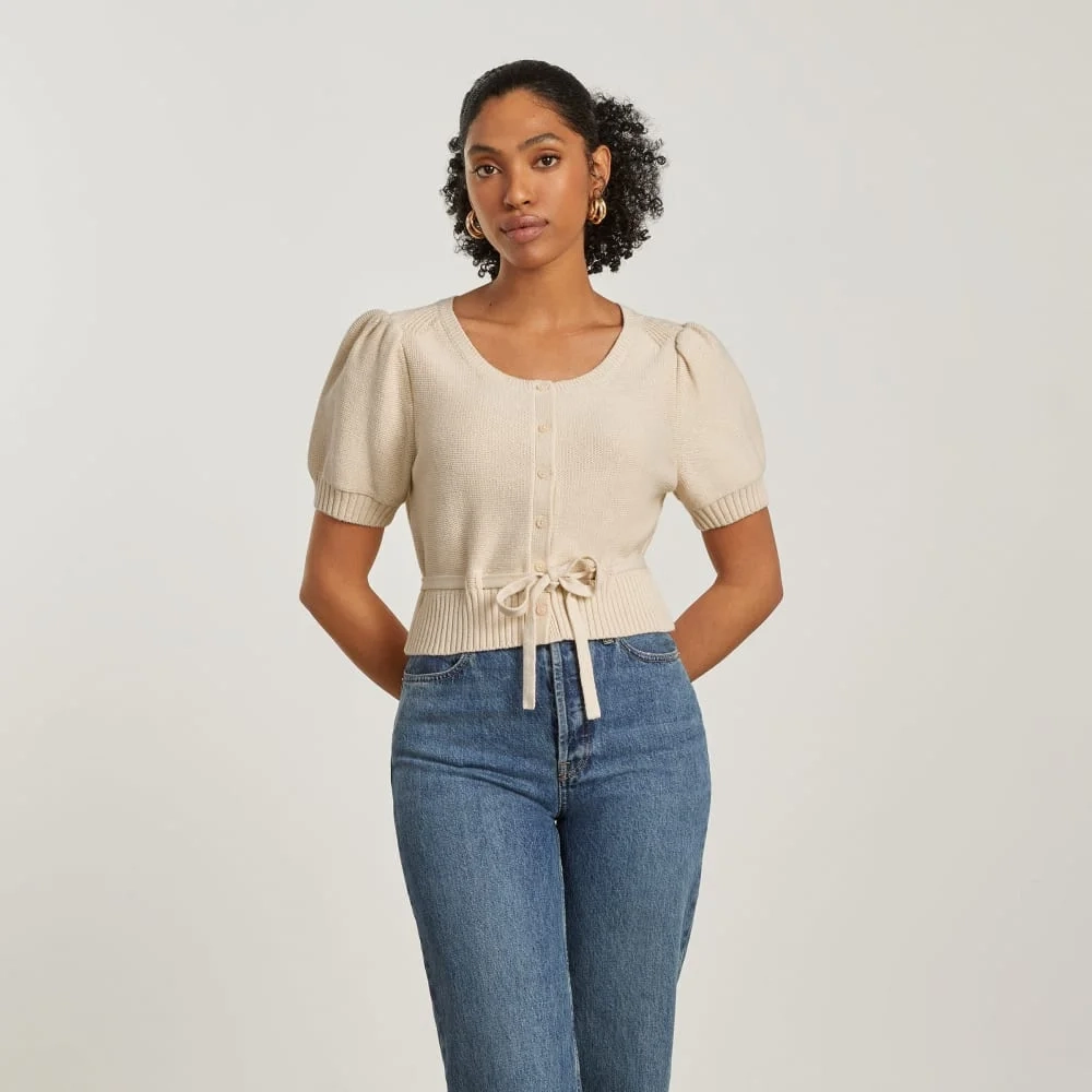The Puff Sleeve Sweater Top | Parchment (2)