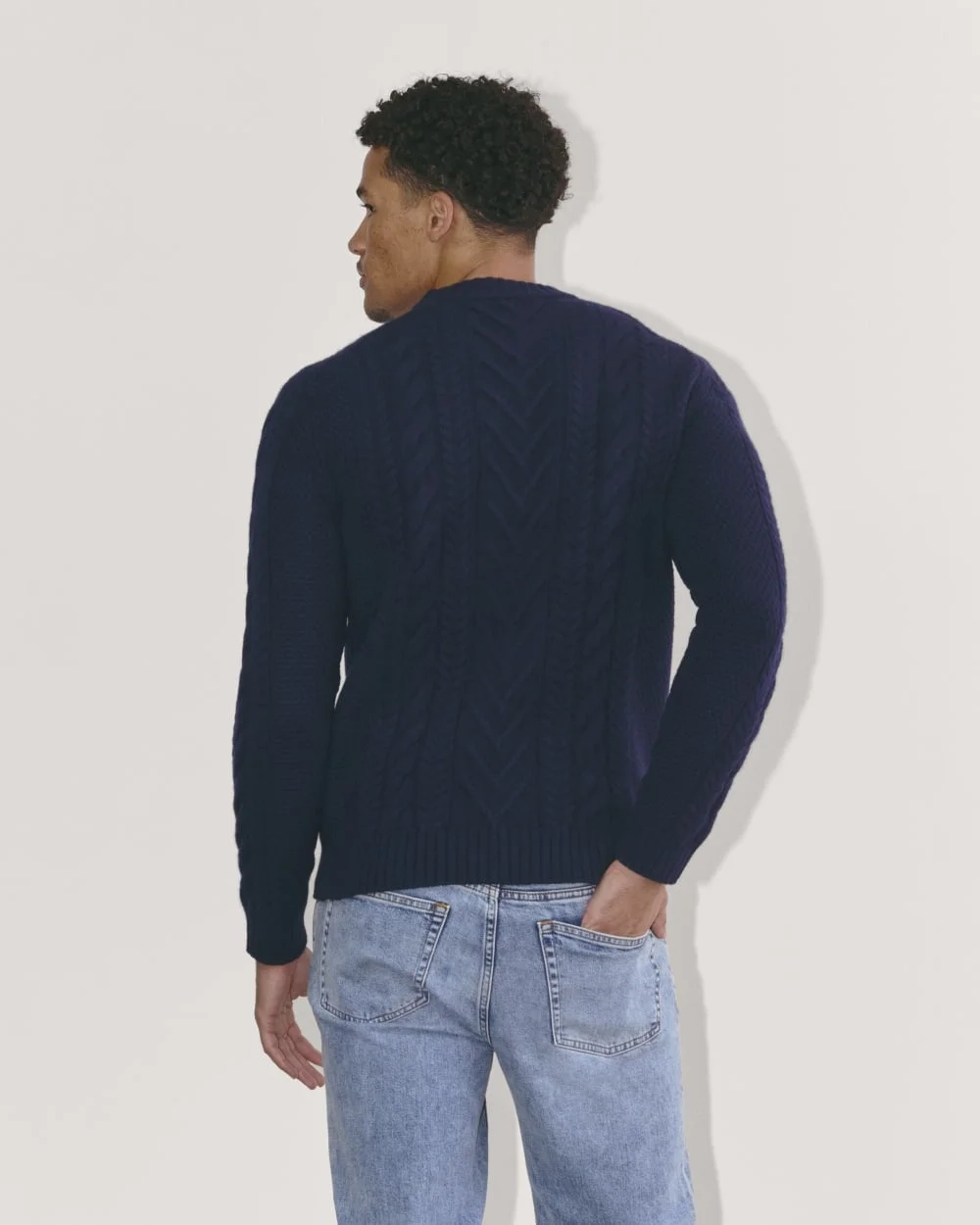 The Felted Merino Cable-Knit Crew | Deep Navy (2)