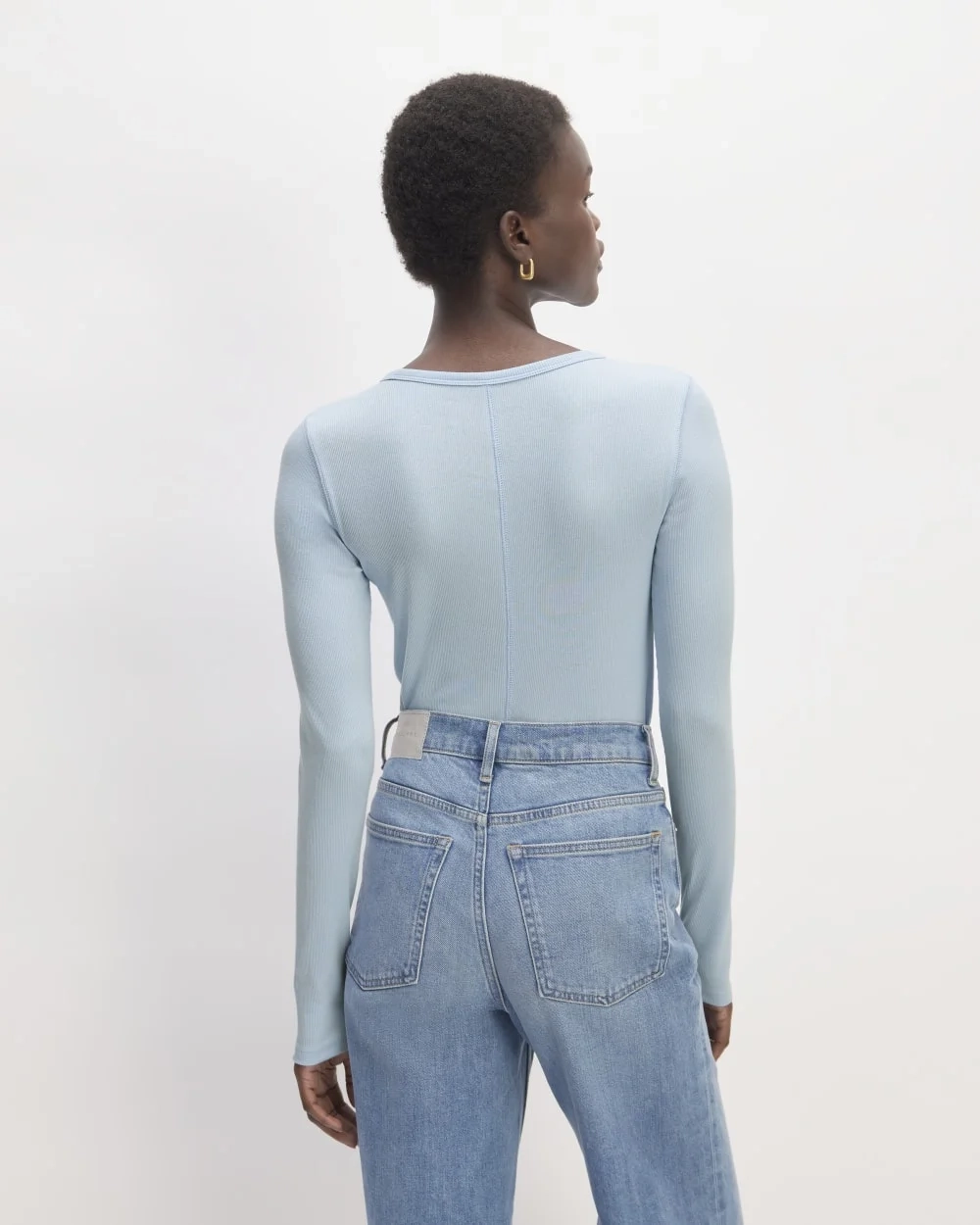 The Luxe Rib Long-Sleeve Crew | Chambray Blue (2)