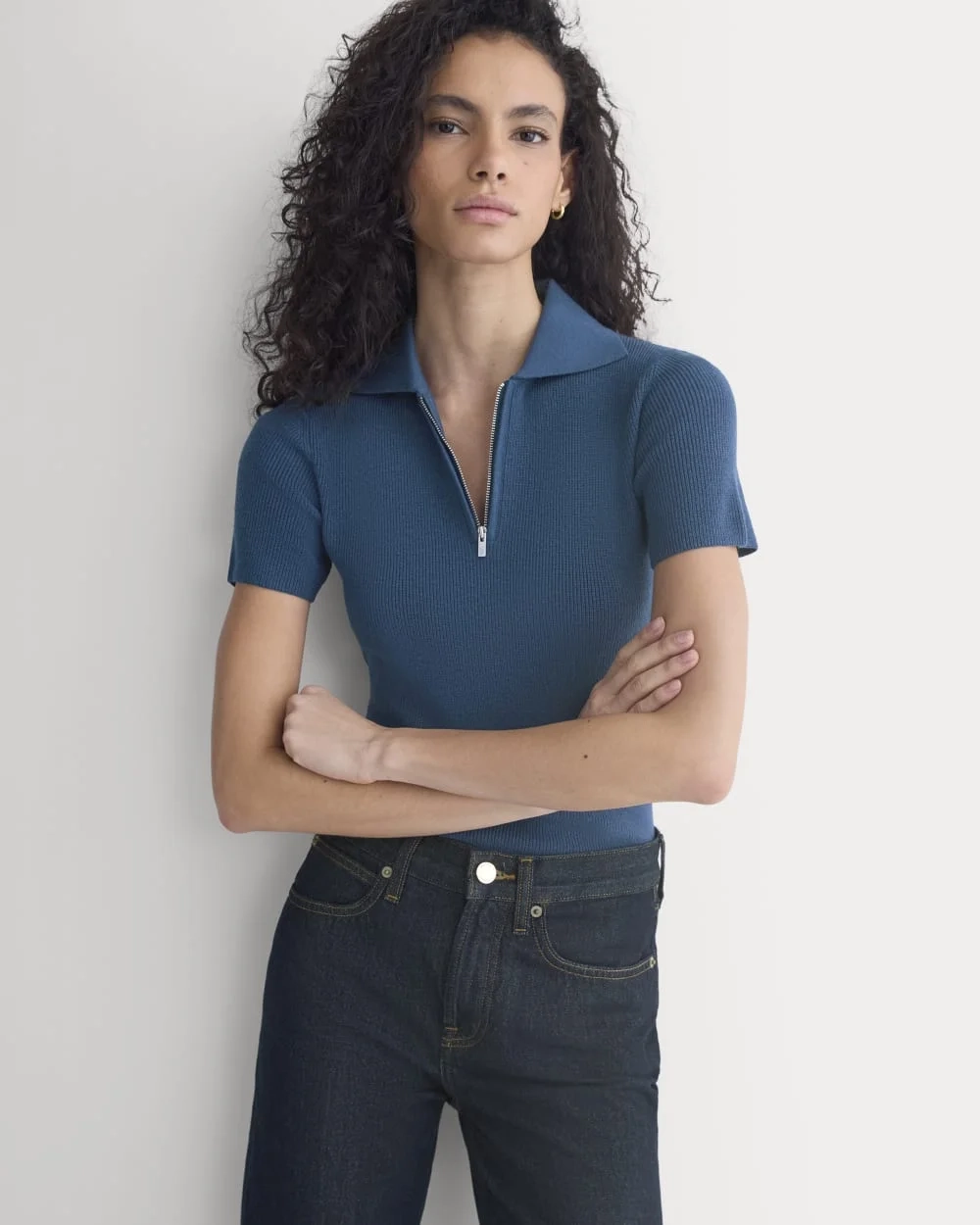 Knit Quarter-Zip Polo | Estate Blue (2)