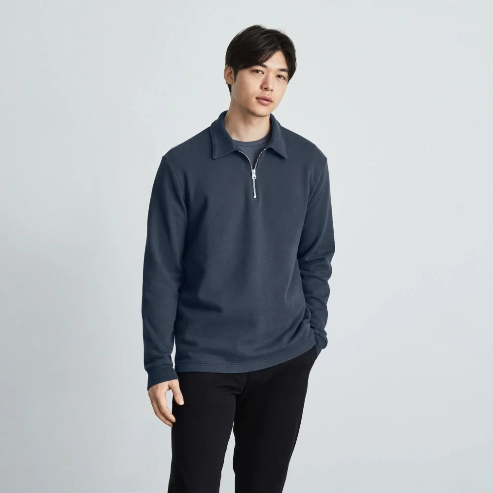The Track Quarter-Zip Sweatshirt | Kingfisher Blue (2)