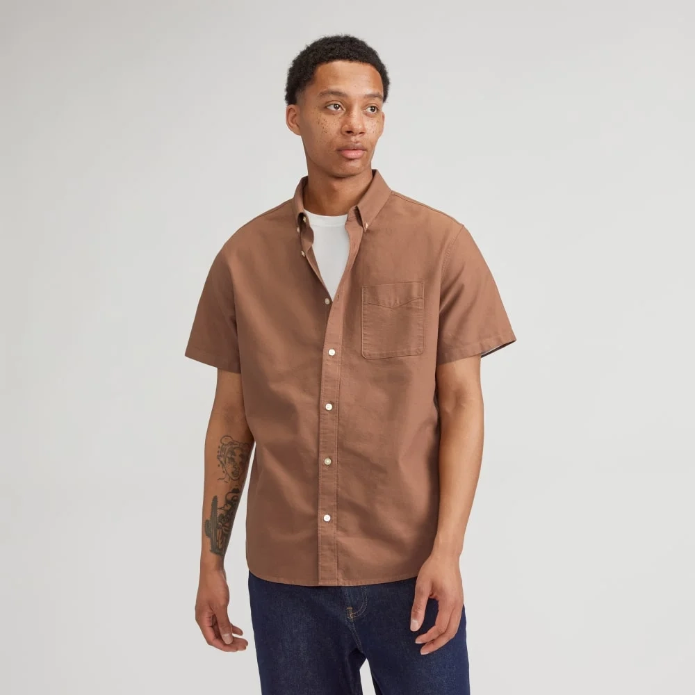 The Organic Short Sleeve Oxford Shirt | Carob Brown
