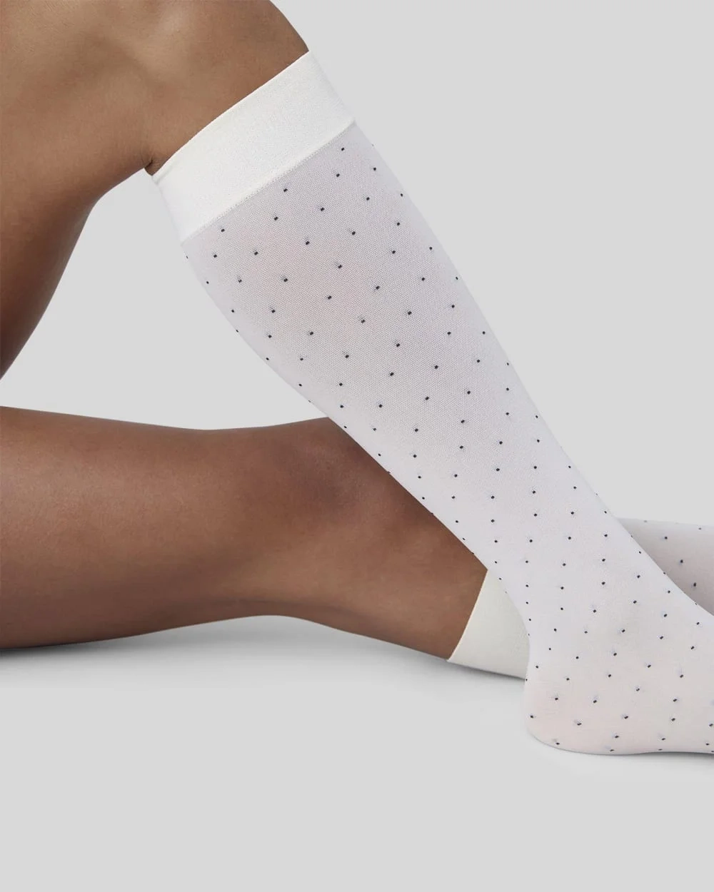 Eira Petite Dots Knee-High Socks | White (2)