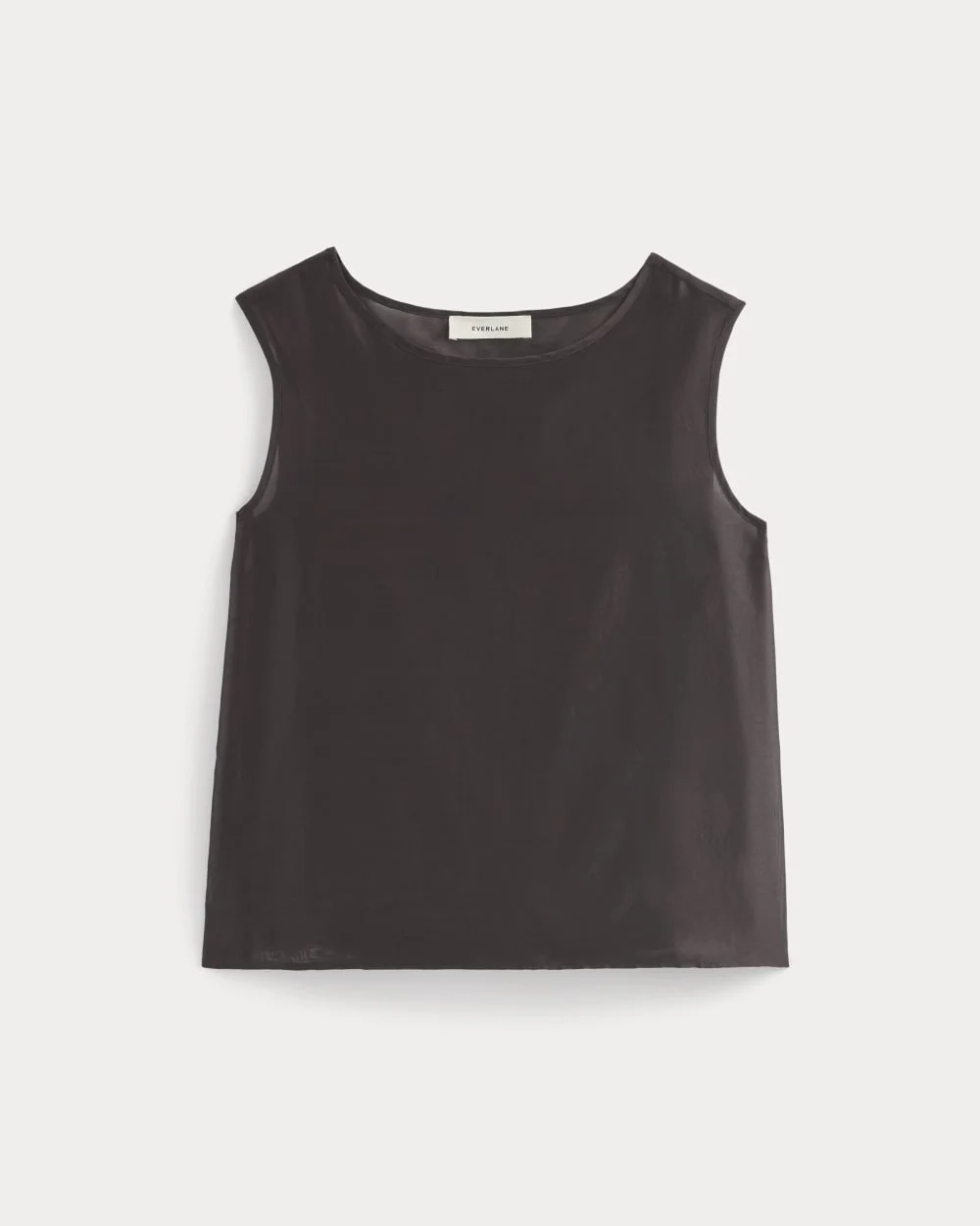 Sleeveless Top in Cotton-Silk Organza | Dark Chocolate (2)
