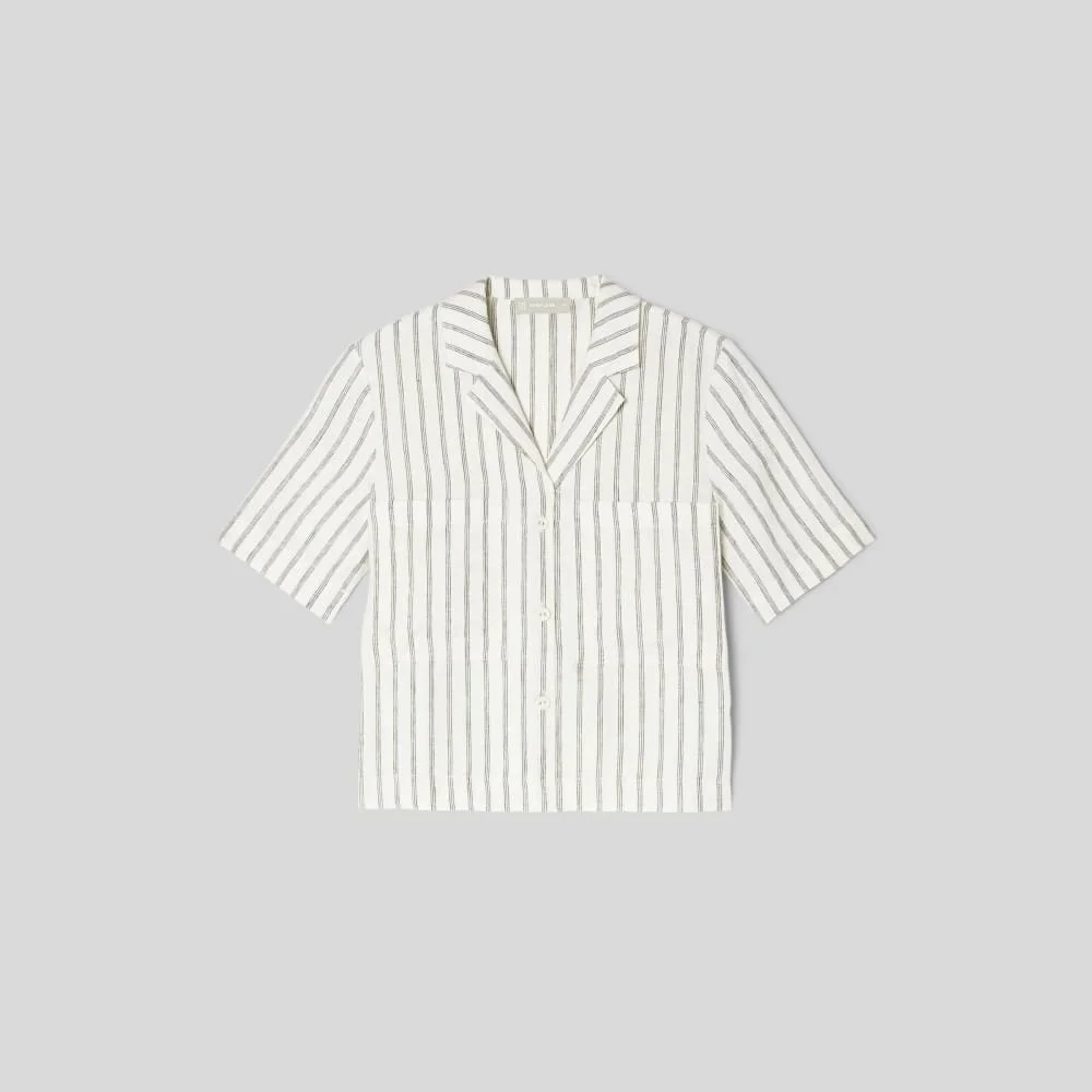 The Linen Workwear Shirt | Black / Canvas Tan (2)