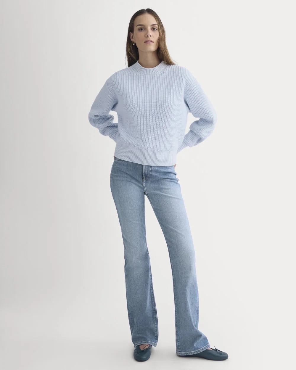 Cropped Ribbed Crew in Everyday Cotton | Skywriting (2)