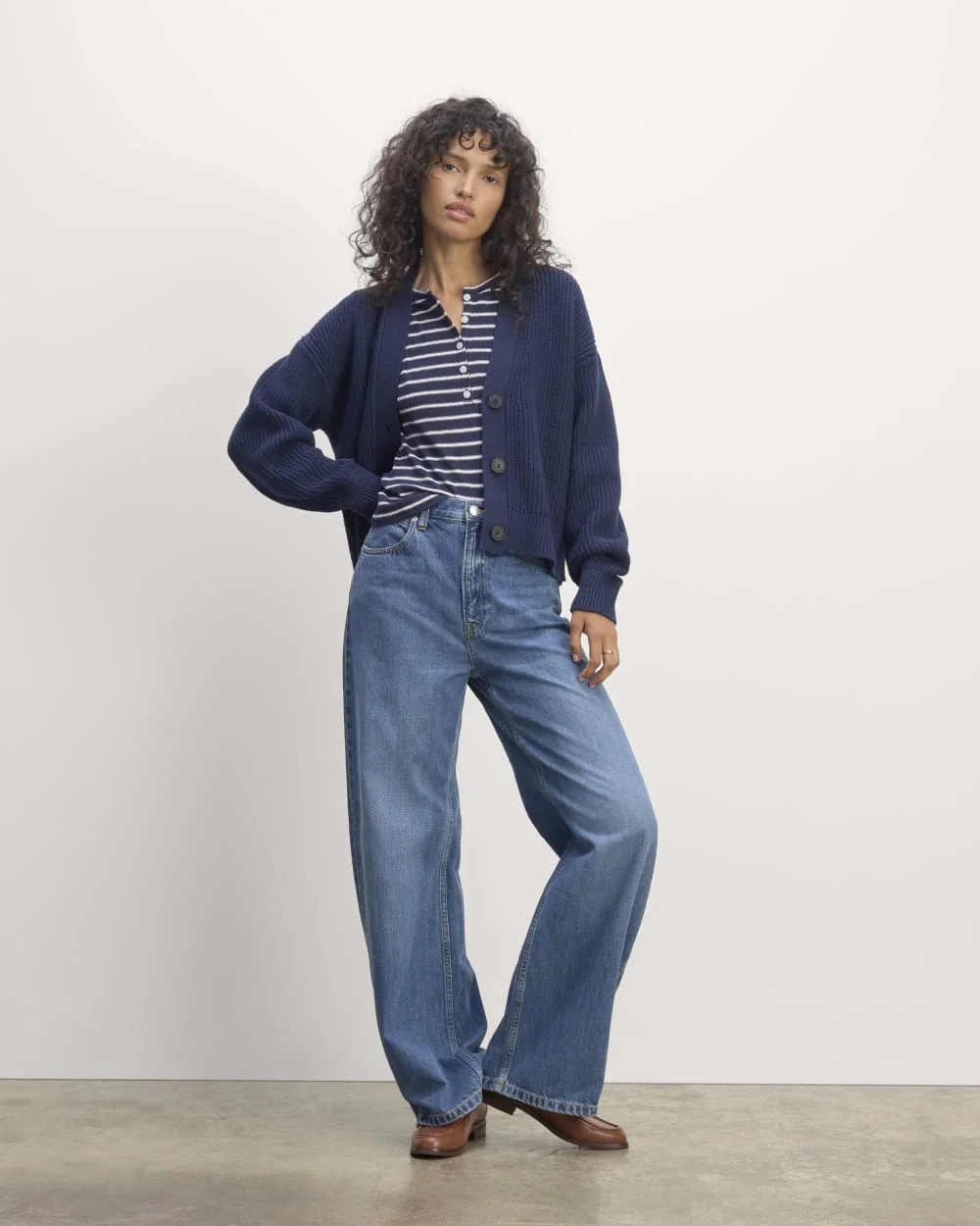 The Boxy Cardigan in Everyday Cotton | Navy (2)