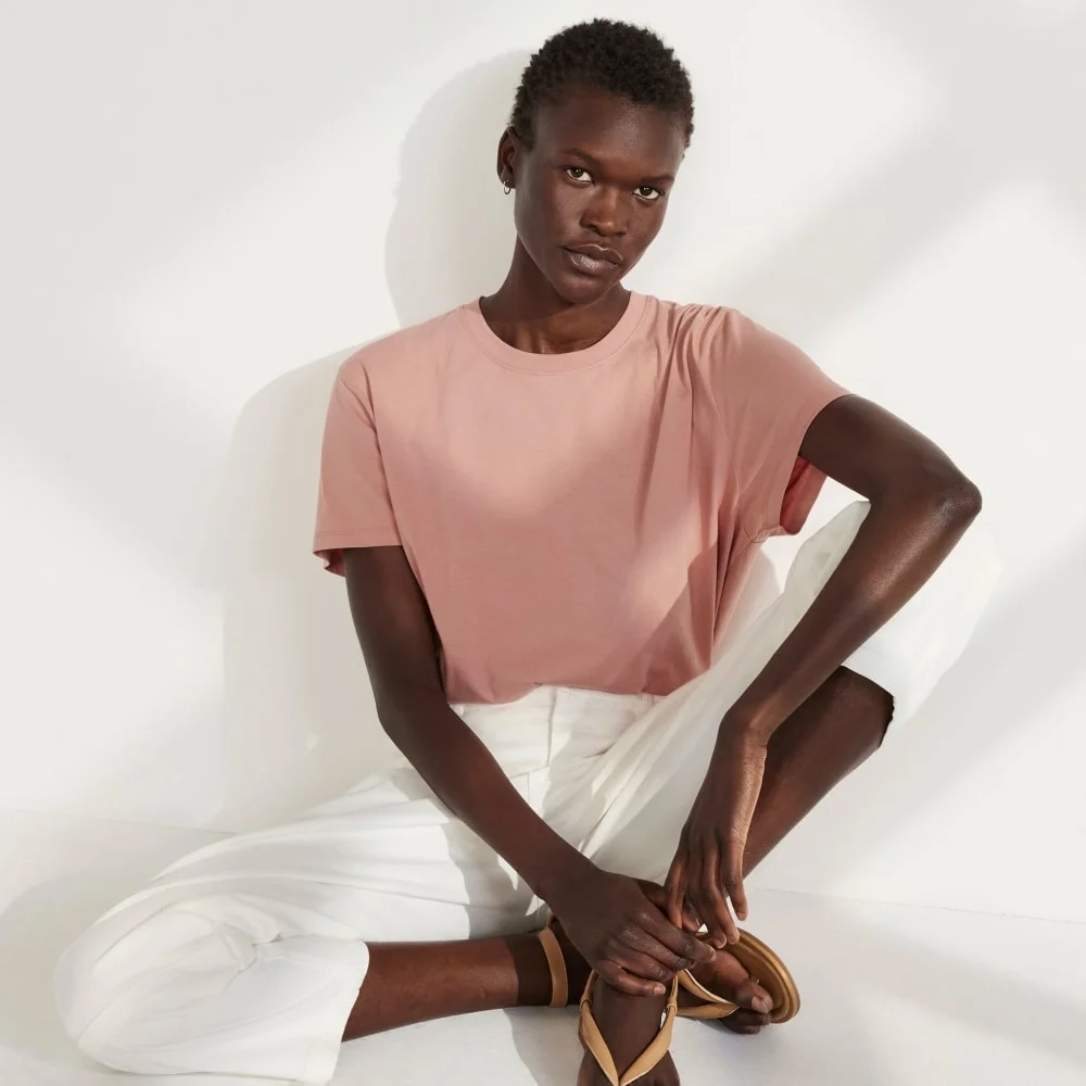 The Box-Cut Tee in Essential Cotton | Light Rose | No Pocket (2)