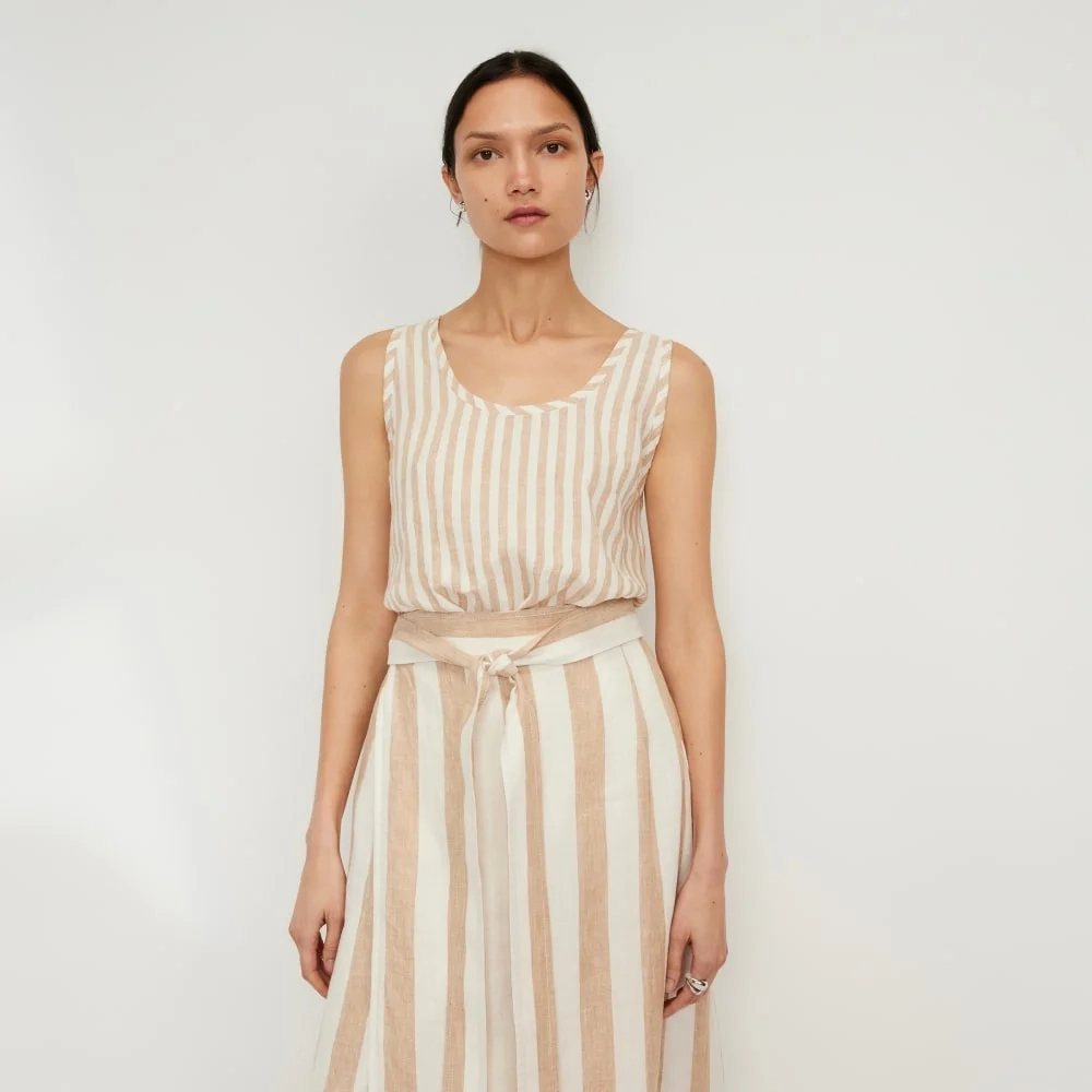 The Scoop Tank in Linen | Bone / Caramel